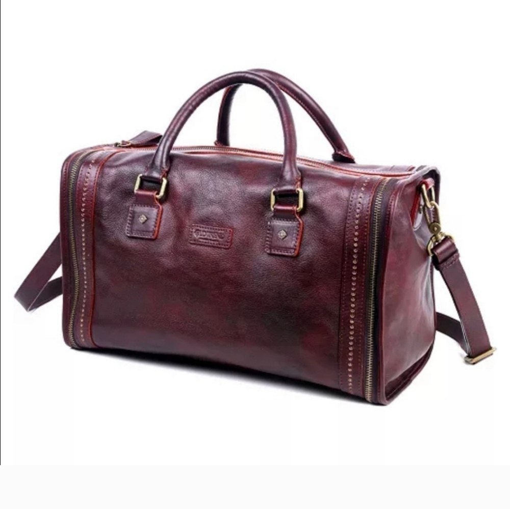 Women's Burgundy Leather Weekender Bag